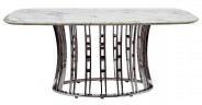 Стол обеденный светло-серый с каменной столешницей