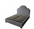 Кровать двуспальная с подъёмным механизмом серо-голубая SKU500234, отделка - хром