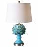 Лампа голубая керамическая с фигурным корпусом