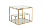 Столик квадратный золотистый с прозрачным стеклом