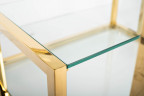 Столик квадратный золотистый с прозрачным стеклом