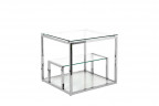 Столик квадратный хромированный с прозрачным стеклом