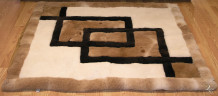 Ковер из меха альпаки с узором "Окна" трёхцветный 2,10 х 1,90 м