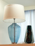 Лампа стеклянная голубая с белым абажуром