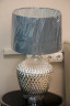 Лампа стеклянная серебристая с сине-серым абажуром