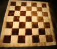 Ковер из меха альпаки бело-коричневый с рисунком "шахматная доска" 2,10 х 1,90 м