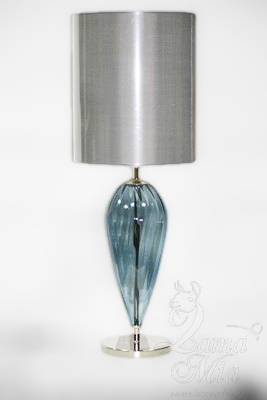 Настольная лампа из Португалии с голубым стеклянным корпусом