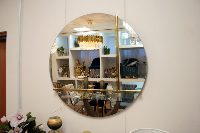 Зеркало круглое с золотыми вставками
