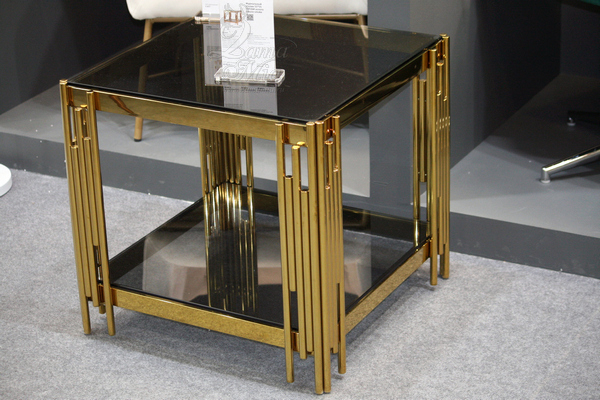 Журнальный столик ГЭТСБИ золото с тонированным стеклом