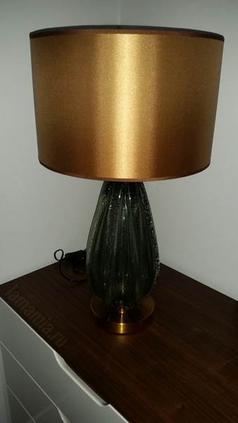 Лампа настольная серо-зелёная стеклянная, плафон коричневый K2TL-07233 - купить в интернет магазине lamamia.ru с быстрой доставкой