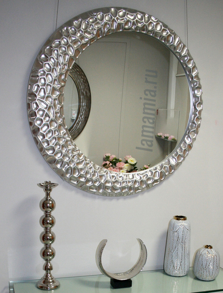 Зеркало круглое в раме серебро 50SX-1020 - купить в интернет магазине lamamia.ru с быстрой доставкой