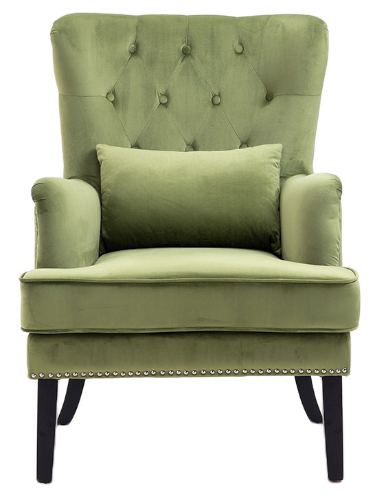Кресло светло-зелёное велюровое с подушкой