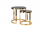 Комплект столов из золотистого металла с чёрным стеклом