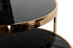 Комплект столов из золотистого металла с чёрным стеклом