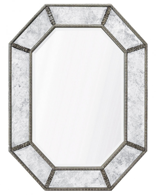 Зеркало в серебряной раме с патинированием