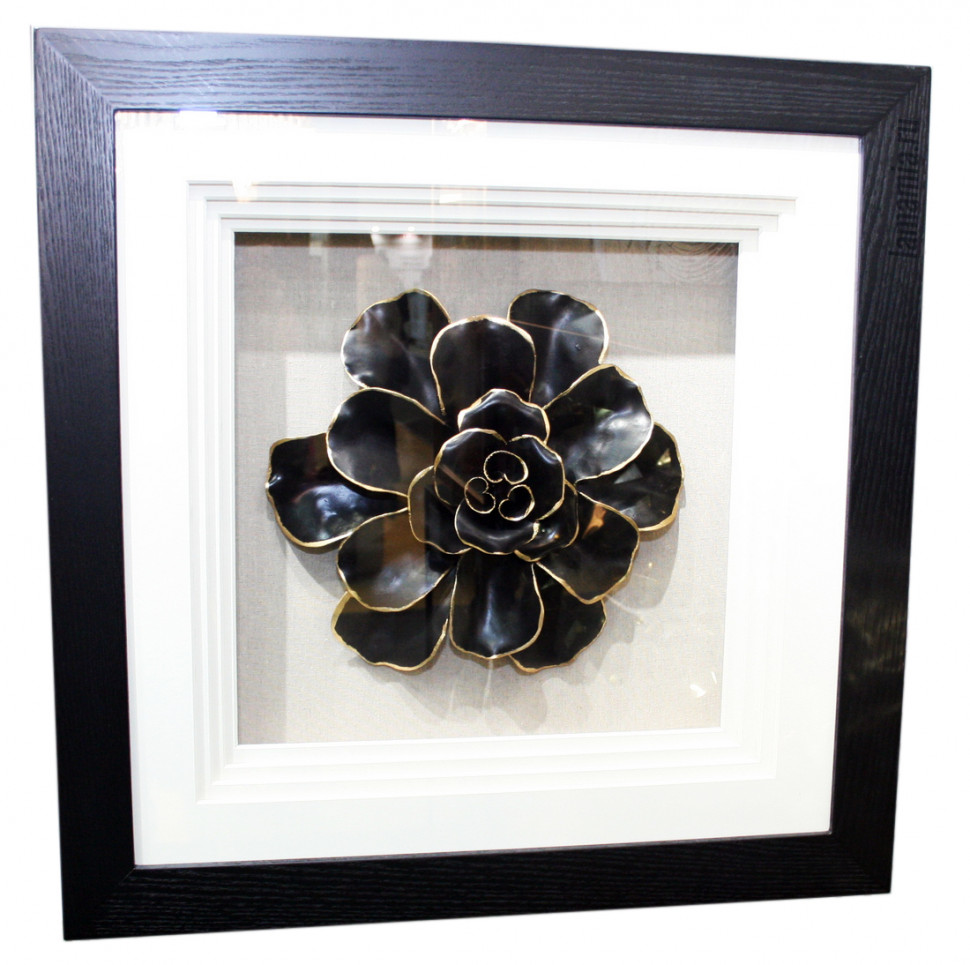 Панно чёрный цветок "Очарование 1"