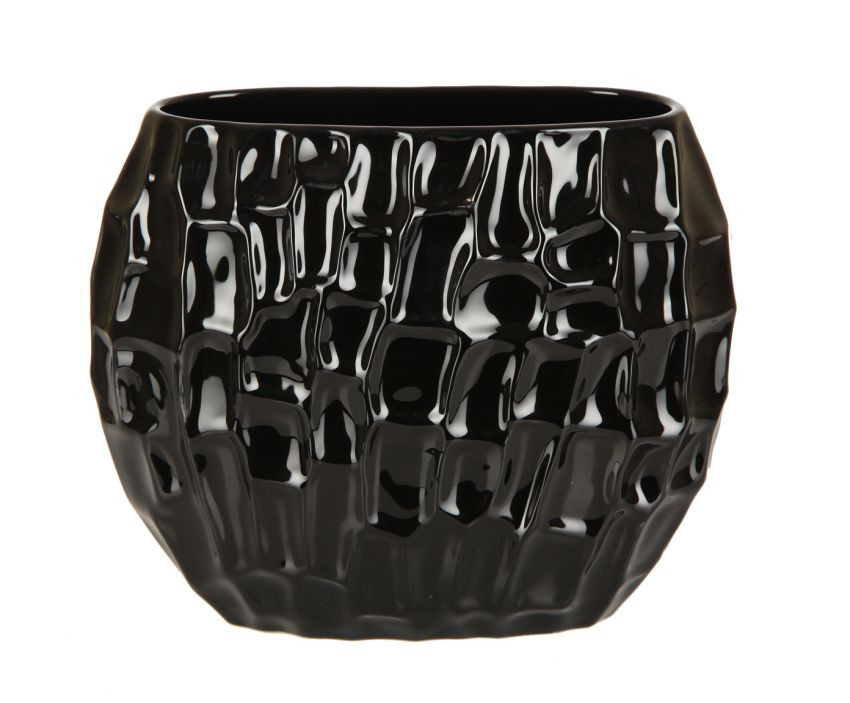 Чёрная ваза из керамики высотой 23 см