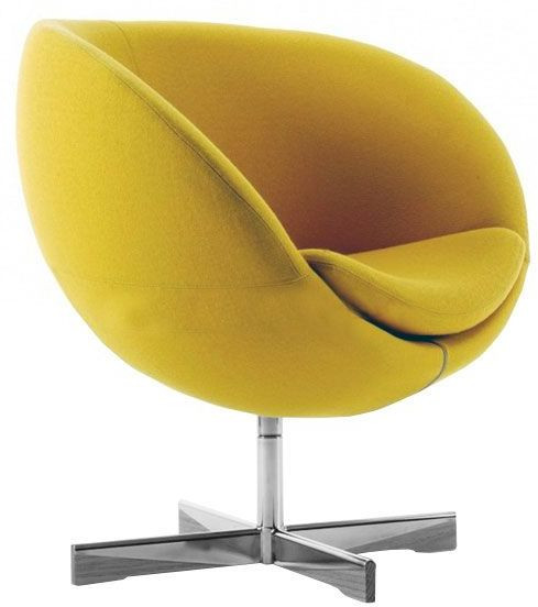 Кресло дизайнерское Жёлтое из кашемира