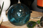 Лампа стеклянная настольная Голубой шар