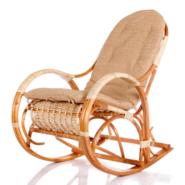 Кресло-качалка из ивовой лозы Красавица с подушкой