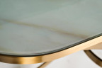 Консоль золотая со стеклянной столешницей под мрамор