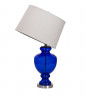 Лампа синяя стеклянная с бежевым абажуром