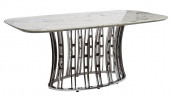Стол обеденный светло-серый с каменной столешницей