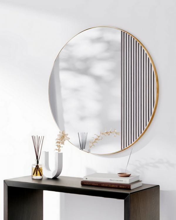 Круглое зеркало с волнистой вставкой Нолан – M