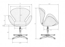 Кресло дизайнерское DOBRIN SWAN (черный кожзам P13, алюминиевое основание)