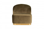 Кресло XXL велюр тёмно-оливковый с основанием из матового золота