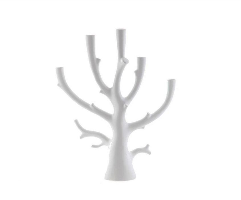 Белый керамический подсвечник Дерево