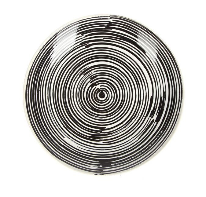 Тарелка декоративная в чёрно-белую полоску 44 см