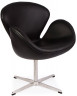 Дизайнерское кресло Swan из чёрной кожи
