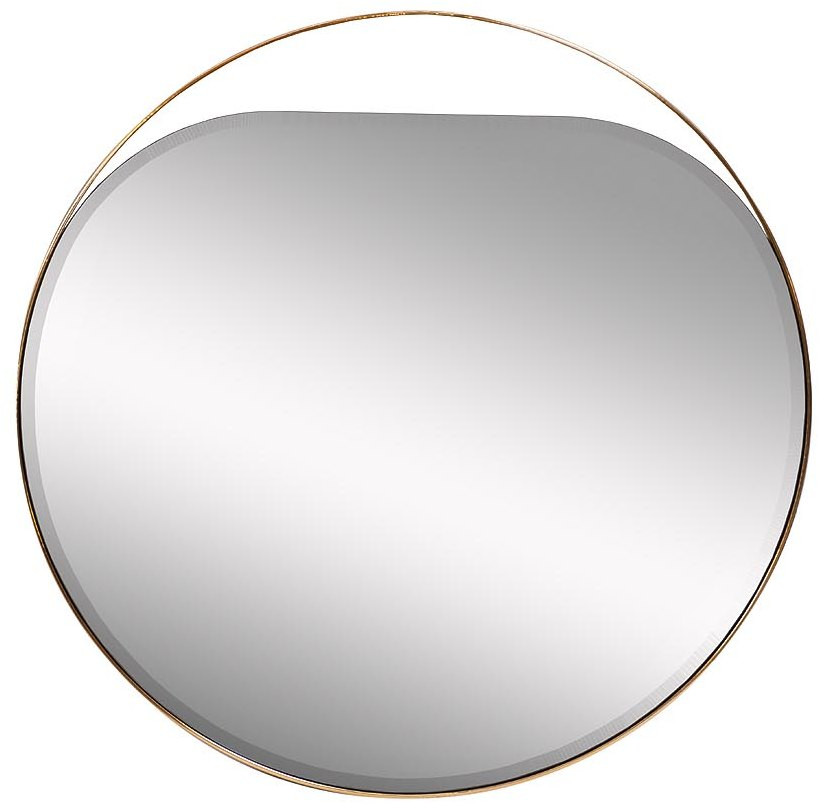 Зеркало круглое с металлической золотой рамой