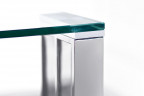 Стол обеденный металлический со стеклом