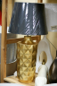 Лампа золотая керамическая с чёрным абажуром