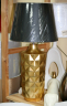 Лампа золотая керамическая с чёрным абажуром