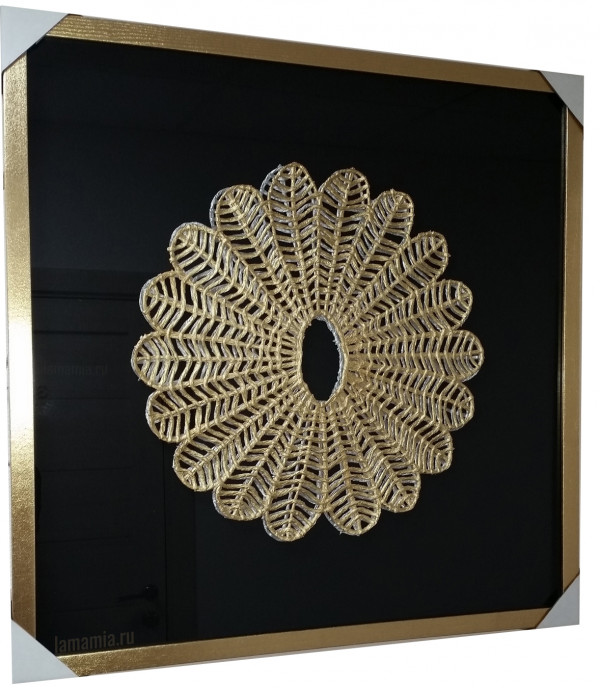 Панно квадратное Ромашка в золотой раме