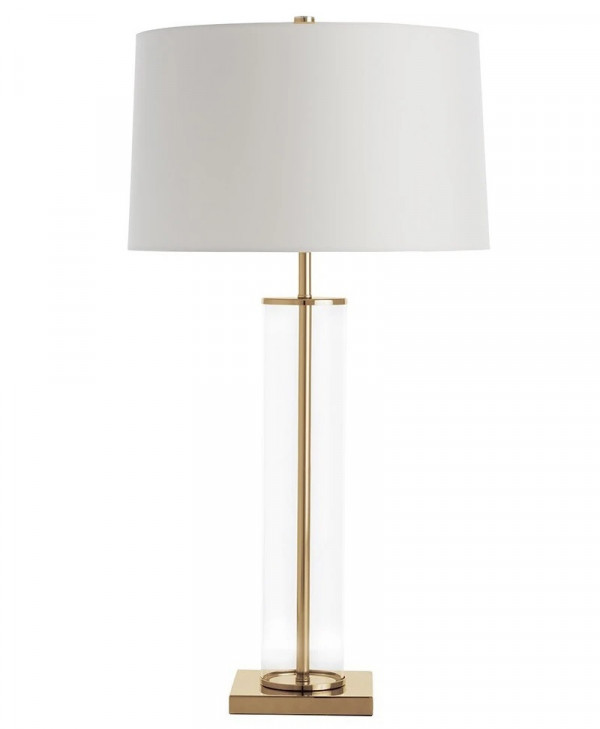 Лампа стеклянная настольная с золотым стержнем