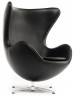 Кресло Egg swan из чёрной кожи