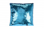 Подушка с пайетками голубая