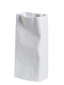 Ваза керамическая с измятой поверхностью фактурированной под грубую ткань, матово-белая, высота 40 см