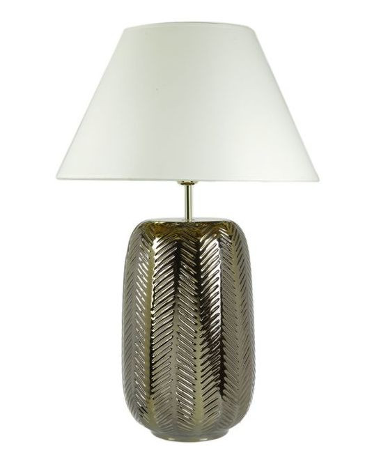 Настольная лампа с белым абажуром из керамики