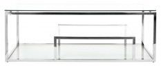 Столик прямоугольный хромированный с прозрачным стеклом