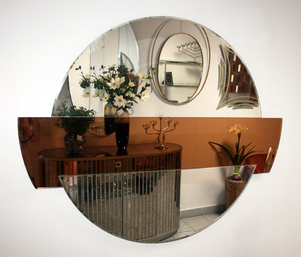 Зеркало круглое с декоративной тонированной вставкой