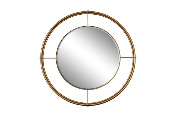 Зеркало круглое в металлической раме золотого цвета