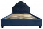 Кровать двуспальная синяя с фигурным изголовьем