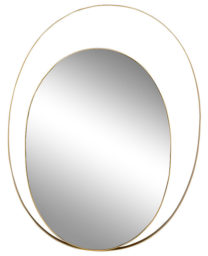 Зеркало овальное с металлическим золотым декором