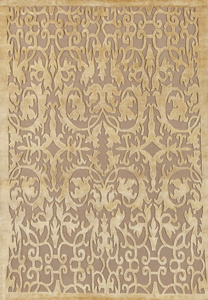 Бежево-золотистый ковер с рисунком вензеля