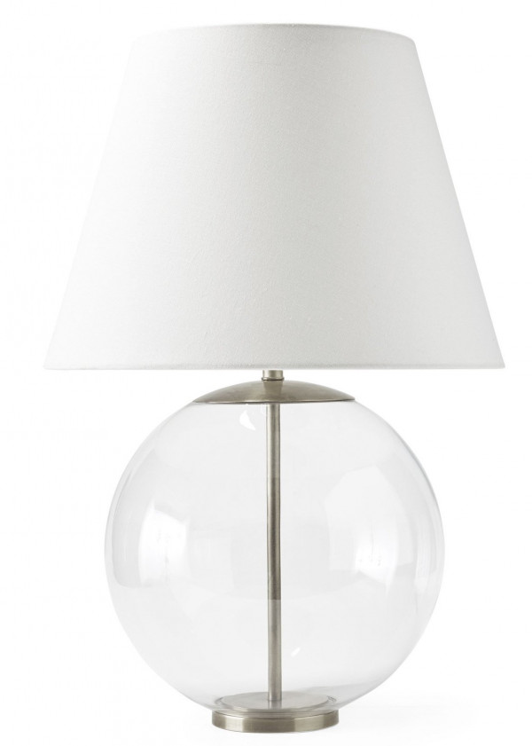 Лампа Клейтон серебристая из прозрачного стекла